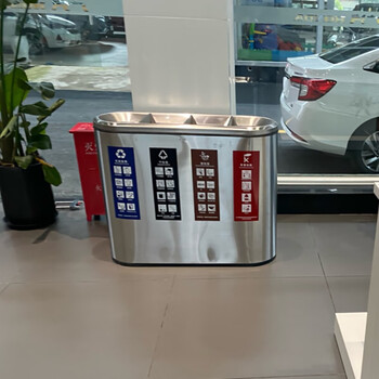 迪恩斯（DEANS）不锈钢垃圾桶室内分类垃圾桶大号商用四分类果皮箱商场公共场合高档垃圾箱 218X4