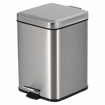 益美得 LK1020 脚踏式垃圾桶方形卫生间脚踏带盖卫生桶办公室纸篓 金属烤漆粉色6L