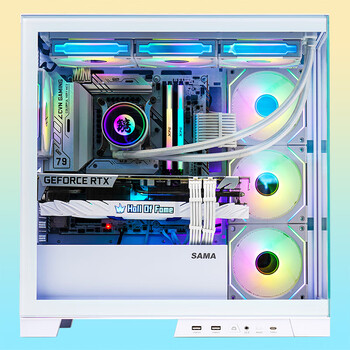 先马（SAMA）新镜界 matx海景房机箱台式机白色 双面玻璃/可拆支柱/双U3+Type-C/支持背插主板360水冷/新境界