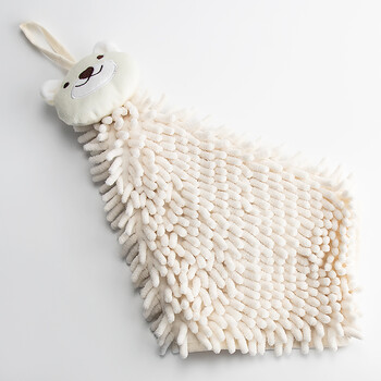 海斯迪克 HZL-42 挂式雪尼尔擦手巾 强吸水抹布方巾米白色