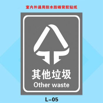 垃圾桶分类标识贴纸不可回收厨余干湿有害其他垃圾标志标签提示牌 l