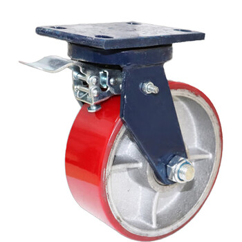 稳斯坦 WST155 超重型脚轮 手推车脚轮工业双轴承橡胶轮万向刹车轮 8寸(载重1000KG) 1只