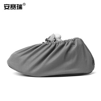 安赛瑞 网布鞋套 防滑鞋底 室内无尘车间布脚套防尘鞋罩机房厂房 深灰色 10双装 13753