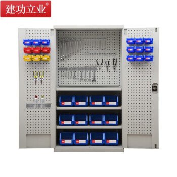 建功立业 置物柜 重型工具柜双开门钢制储物柜 三挂板三层板可调节 211919灰色(不涉及维保)