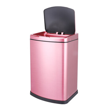 安赛瑞 感应智能垃圾桶 不锈钢自动带盖办公室商用免接触垃圾桶 12L 卫生间垃圾桶 玫瑰金27326