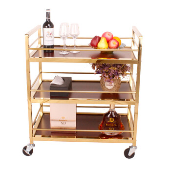 兰诗（LAUTEE）WY3023 酒水车手推服务车推车740*450*880mm 全钛金款