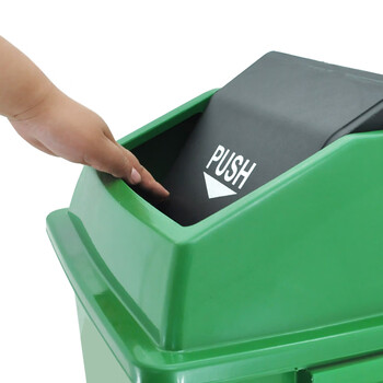 兰诗（LAUTEE）XDL-40B 新国标分类摇盖方形垃圾桶 物业环卫垃圾桶 40L绿色-厨余垃圾