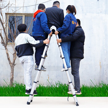 固乡 梯子 伸缩升降折叠人字梯室内多功能工程加厚竹节直梯便携收缩 1.9+1.9米伸缩人字梯