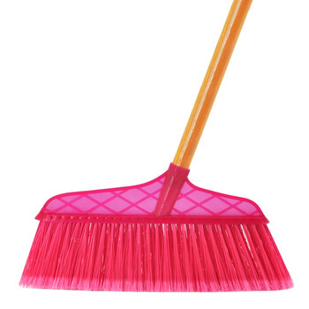 兰诗（LAUTEE）601-Y 加长杆环卫物业木柄扫把笤帚 黄色长斜杆窄头硬毛