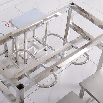 欧思泰   快餐桌椅6人食堂餐桌椅不锈钢挂凳餐桌学校公司餐厅饭堂桌椅一桌六凳子