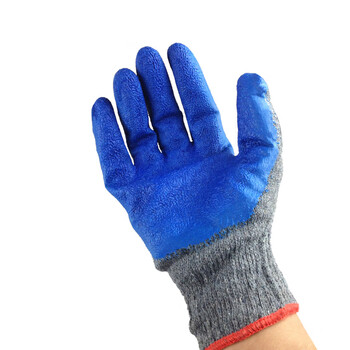 谋福CNMF 【特防认证】棉纱劳保涂胶挂胶浸塑浸胶手套 防滑耐磨耐用工人工作手套 1付装 8035