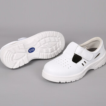 者也 白色防静电安全鞋钢头防砸劳保鞋无尘车间工作鞋 透气款37码