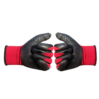 鲁坤  尼龙皱纹手套 挂胶线透气防滑防油劳保