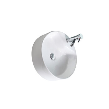 立新求精 超薄边陶瓷洗手盆台上盆白色洗手池面盆大白盆46cm+下水（定制）