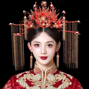 秀禾头饰新娘结婚发饰中式禾服步摇大气凤冠古装秀禾服皇冠饰品女大气