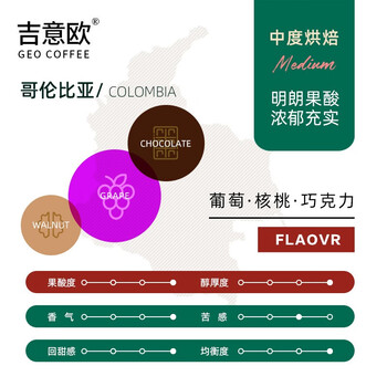 吉意欧GEO醇品哥伦比亚风味咖啡豆500g阿拉比卡豆浓郁厚实黑咖啡 
