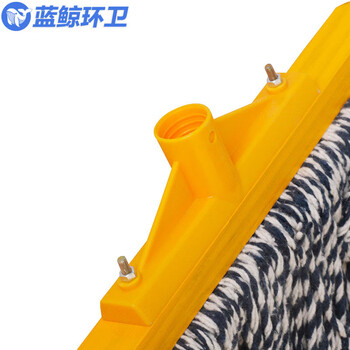蓝鲸环卫 蓝白螺纹杆40cm 棉线老式宽头线吸水地拖 LJHW-9062
