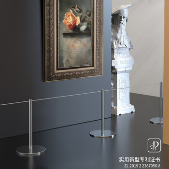 金柯 博物馆隔离带警戒线 美术馆矮围栏 穿绳护栏一米线栏杆 画廊展馆极简艺术礼宾杆烤漆黑60cm高