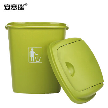 安赛瑞 摇盖垃圾桶 带盖工业商用环卫垃圾桶 65L 塑料户外垃圾桶 果绿色27424