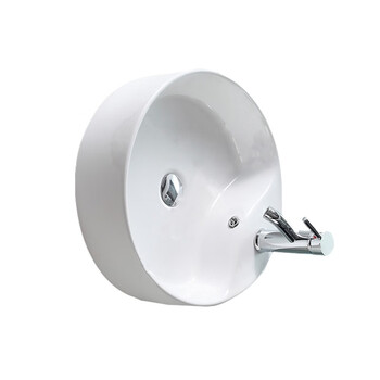 立新求精 超薄边陶瓷洗手盆台上盆白色洗手池面盆中白盆40cm+下水（定制）