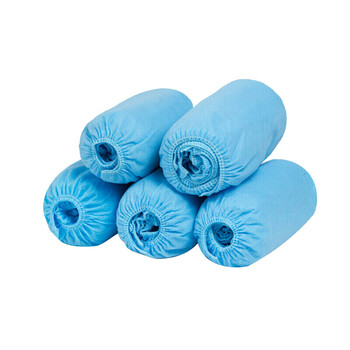 者也 100只加厚无纺布鞋套400g一次性鞋套家用布防尘脚套防滑耐磨 蓝色