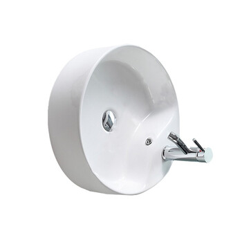 立新求精 超薄边陶瓷洗手盆台上盆白色洗手池面盆小白盆36cm+下水（定制）