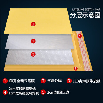 飞尔（FLYER）黄色牛皮纸气泡袋 物流包装袋泡沫袋 加厚防水信封袋【17×17+4cm 一箱380个】
