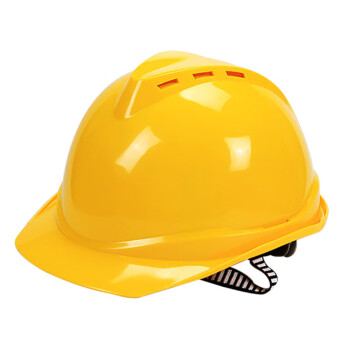 者也（ZYE）V型ABS安全帽工地施工领导电工国标加厚防砸抗冲击头盔劳保建筑工程透气印字 V型透气 黄色