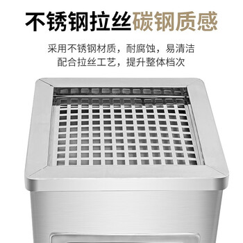 领象 不锈钢烟灰缸酒店大堂垃圾桶立式宾馆带内桶商场桶箱电梯口垃圾桶吸灰桶烟灰柱灭烟桶 正方形 杏色