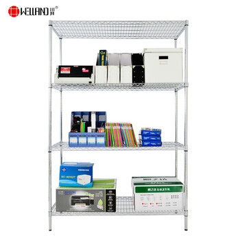 川井（WELLAND）工业镀铬货架 置物架 仓储重型四层架  储物架 碳钢镀铬收纳架子 25mm管径60*35*120cm