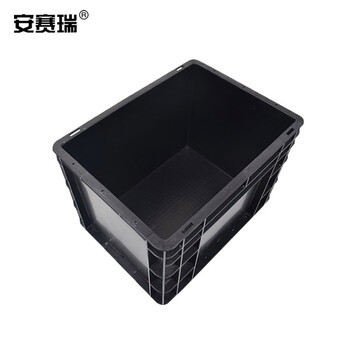 安赛瑞 防静电周转箱 收纳周转箱 整理收纳箱 电子元件盒塑胶框 400×300×280mm 黑色 不带盖 16327