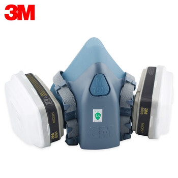 3M7502+6006CN七件套防甲醛喷漆酸性气体多功能防毒面具 中号