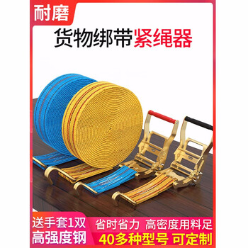 捷诺立(JNL) N33258 货车紧绳器捆绑带器拉紧拖车绳车载收紧器刹车绳固定加厚绑带 捆绑带3米（黄色款）-YC