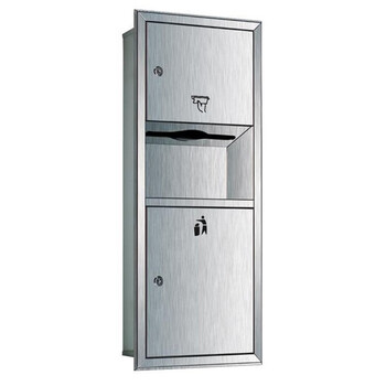 益美得LSL33266 304不锈钢三合一擦手纸箱带烘手机垃圾桶抽纸盒抽纸架嵌入式干手柜 暗装160cm亮面（加厚款）