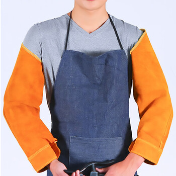 者也 优质牛皮电焊防护袖套打磨切割阻燃隔热防火花飞溅护袖 系绳款