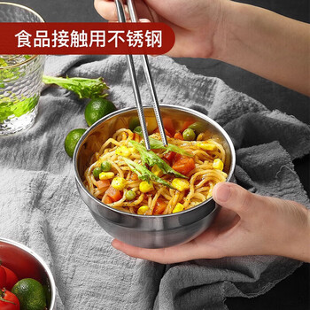 美厨（maxcook）不锈钢碗 汤碗面碗6只装12cm 加厚双层隔热 MCWA-011 防烫 耐摔