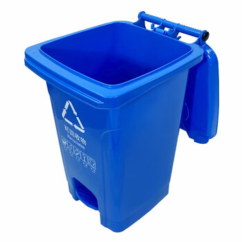 兰诗（LAUTEE）XD-60 户外脚踏分类垃圾桶 酒店环卫果皮箱 新国标60升蓝色-可回收物