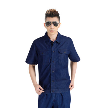 劳保佳 夏季短袖工作服 薄款牛仔耐磨多口袋工装  夏薄（长袖）套装 180（XXL）