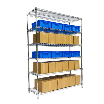 川井（WELLAND）工业镀铬货架 置物架 仓储重型六层架  储物架展示架 碳钢收纳架子25mm管径180*35*200cm