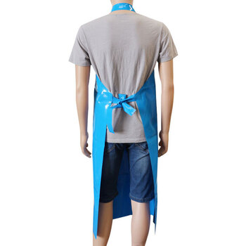 者也 30丝围裙+袖套 蓝色TPU耐酸碱防水防油水产加工屠宰厨房罩衣可定制