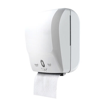 益美得 LSL33257卫生间自动感应出纸器防水挂墙式卷纸机公共厕所免接触自动切纸机 白色【自动切纸机】