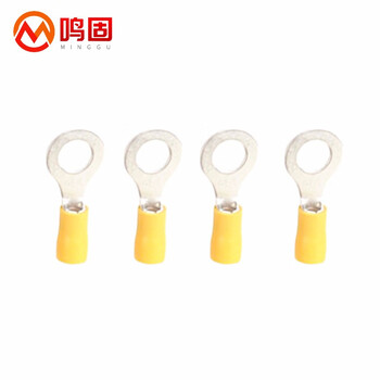 鸣固 圆形预绝缘端子 O型冷压端头接线端子 纯铜线鼻子 RV5.5-8（500只）
