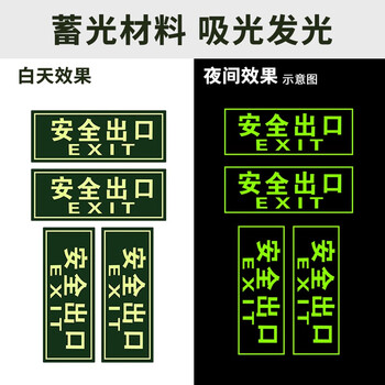 趣行 安全出口标志 25片装 自发光不干胶夜光墙贴 消防安全疏散标识指示牌 逃离方向指示