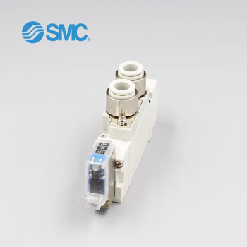 SMC SY5120-2LOZE-C6 5通电磁阀L形插座不带插头 快换接头φ6 带灯及过电保护 手动锁定 SY5000 无托架