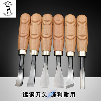 啄木鸟 WOODPECKER 雕刻刀套装 木刻雕刀手工木刻刀木雕刀 根雕挖勺刀A306(6支装) PMA306(6支装) 雕刻刀