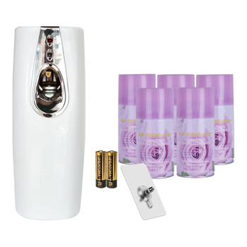 益美得 LSL33274 自动喷香机卫生间喷雾加香机免打孔 喷香机+5瓶黑瓶香水+1对电池