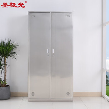 圣极光201不锈钢二门更衣柜带锁存储柜员工分类储物收纳柜G1493可定制