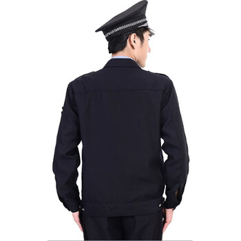 鸣固 保安服 物业门卫执勤服长袖劳保工作服套装 春秋保暖舒适执勤服  藏青夹克款