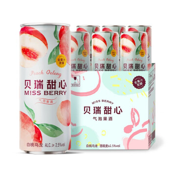 贝瑞甜心(missberry) 洋酒 果酒 甜酒 微醺 白桃乌龙茶 330ml*6罐