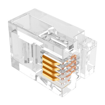 讯浦 6P4C电话水晶头 RJ11接口水晶头 电话线连接插头 15U镀金（100个/袋）